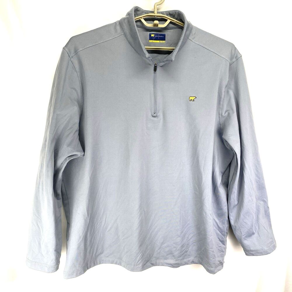 JACK NICKLAUS Men's XXL 1/4 Zip Pull-Over Windbreaker Golden Bear Golf Gray